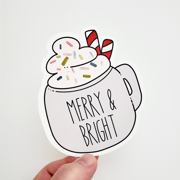 LB084 STICKERS Custom Poshmark Stickers Merry & Bright Mug Personalizable - Picture 6 of 7